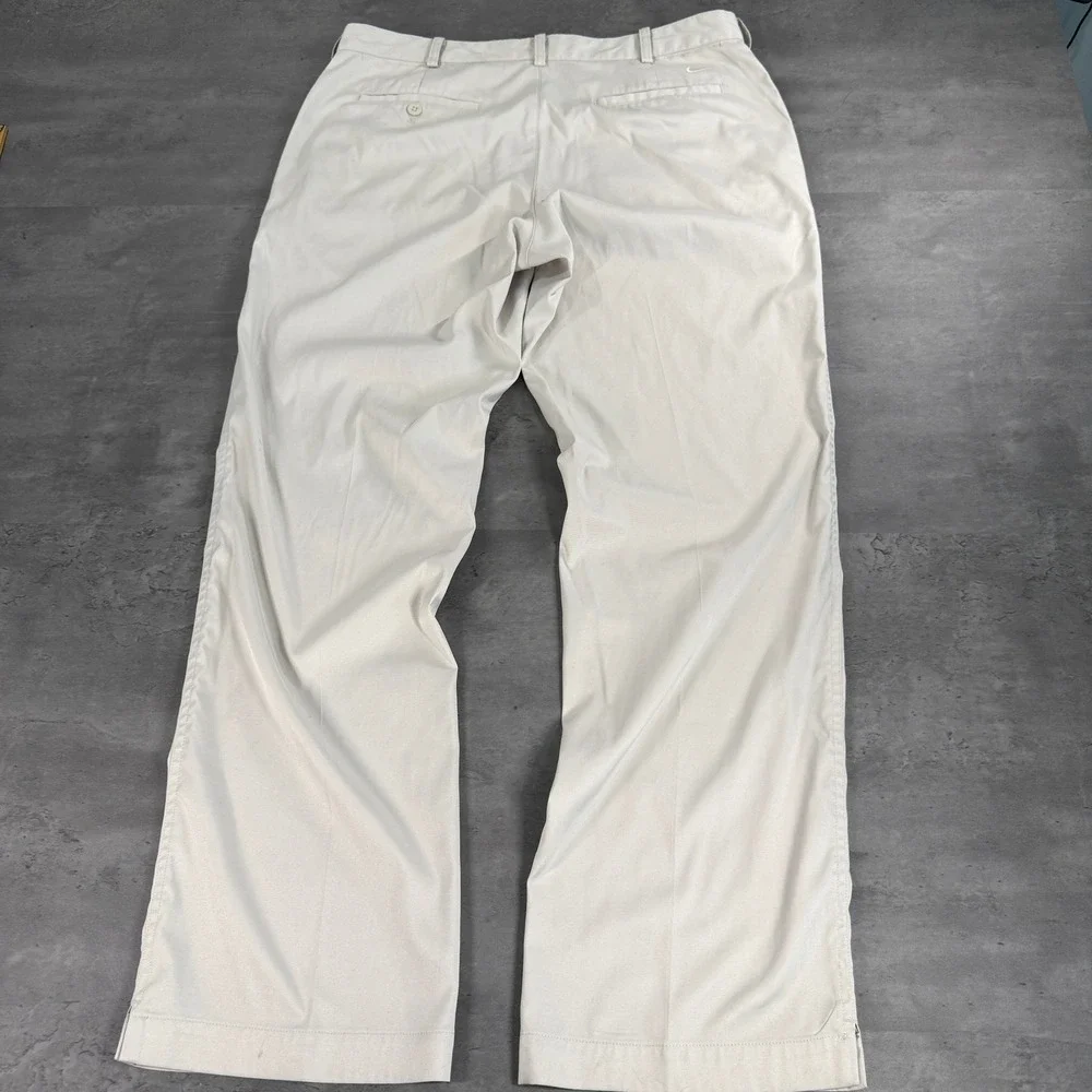 Nike Golf Dri-FIT Pants Mens 36x32 Khaki Stone‎ Flat Front Trousers 472532-072
